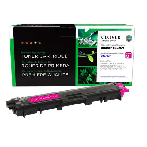 Clover Technologies Group, LLC Remanufactured High Yield MagentaToner Cartridge (Alternative for Brother TN225M) (2200 Yield)