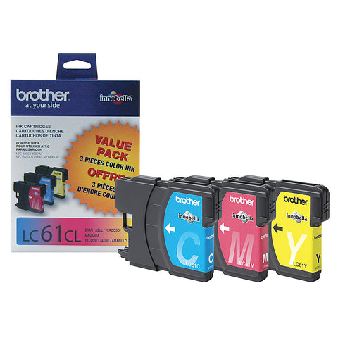 Brother DCP-165C 385CN 395CN 585CW MFC-775CW 790CW 795CW 990CW 5490CN 5890CN 5895CW 6490CW 6890CDW C/M/Y Ink Cartridge Combo Pack (Includes LC61C LC61M LC61Y) (3 x 325 Yield)