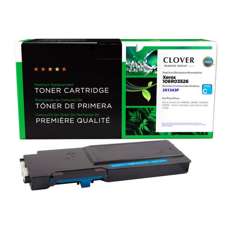 Clover Technologies Group, LLC Remanufactured Extra High Yield Cyan Toner Cartridge for Xerox 106R03526
