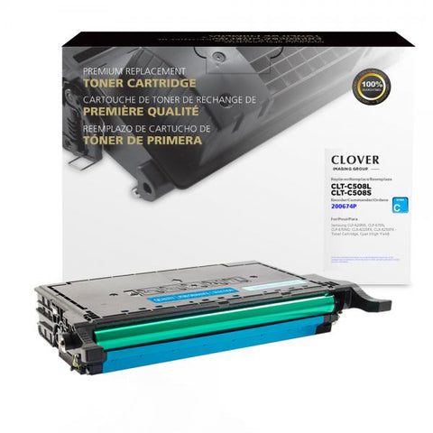 Clover Technologies Group, LLC Remanufactured High Yield Cyan Toner Cartridge (Alternative for Samsung CLT-C508L) (4000 Yield)