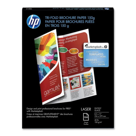 HP Laser Tri-fold Brochure FSC Paper 150g Glossy 40# 97 Bright (8.5" x 11") (A) (Two Sided) (150 Sheets/Pkg)