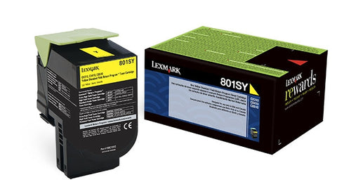 Lexmark (801SY) CX310 CX410 CX510 Yellow Return Program Toner Cartridge (2000 Yield)